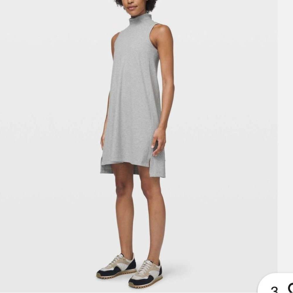 LULULEMON Gone for the Week Dress Grey Ribbed High Neck Size‎ Small
